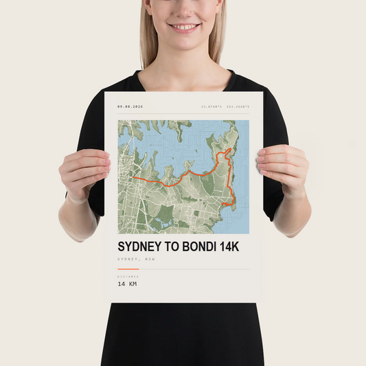 Terrain — Sydney to Bondi 14K Street Map Terrain Poster