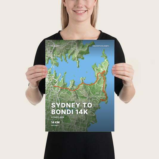 Terrain — Sydney to Bondi 14K Terrain Poster