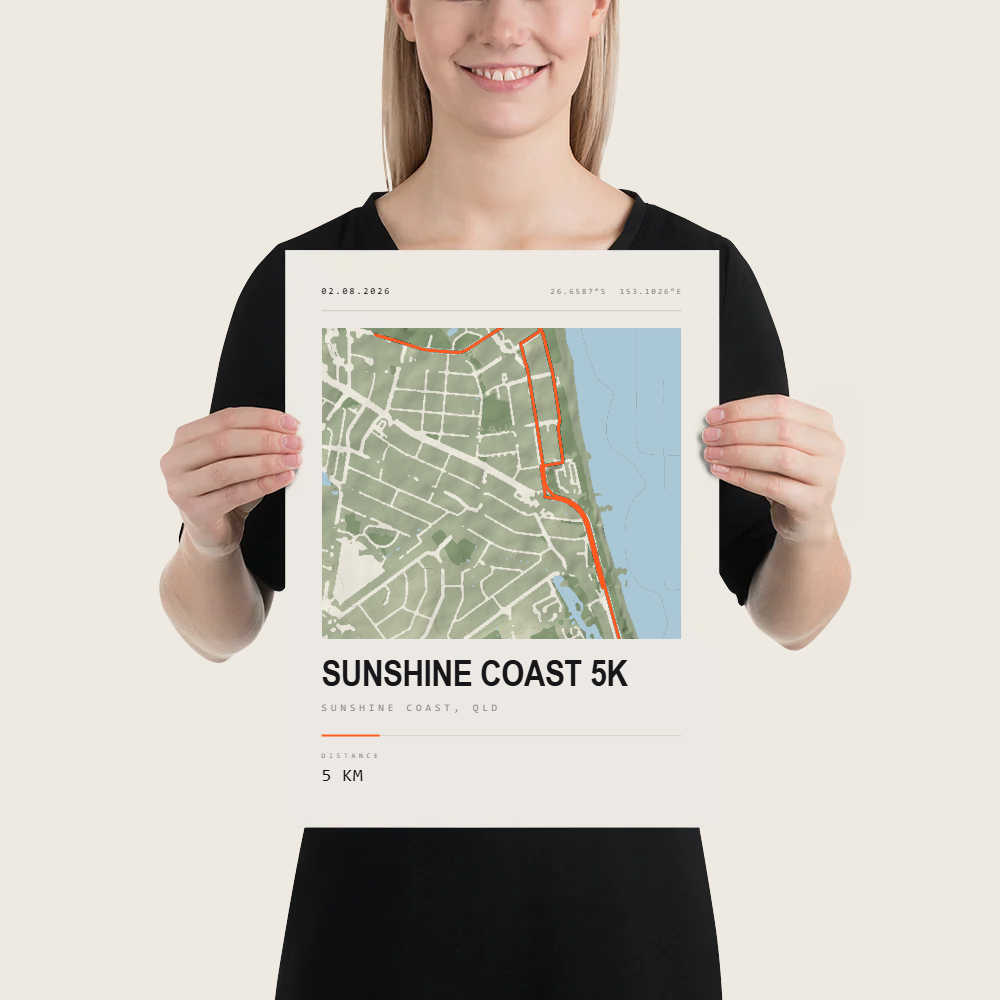 SUNSHINE COAST 5K Street Map Terrain Poster